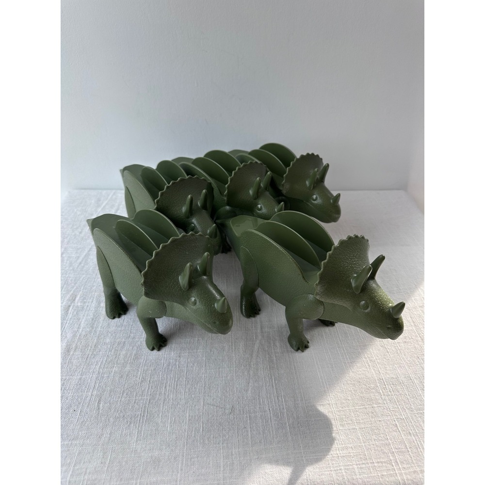 Set of 5 Funwares TriceraTaco Dinosaur Taco Holders Olive Green Kids Kitchen - Picture 7 of 7